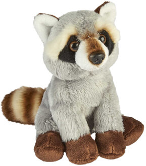 Pluche knuffel dier Wasbeer - grijs - 15 cm - Wasberen knuffels