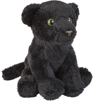 Pluche knuffel dier zwarte panter - 15 cm - Speelgoed panters knuffelbeesten