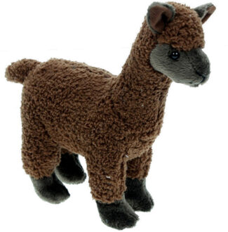 Pluche knuffel dieren Alpaca - 20 cm - bruin - Speelgoed knuffels - Cadeau voor jongens/meisjes