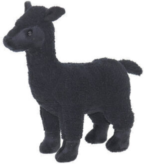 Pluche knuffel dieren Alpaca - 20 cm - zwart - Speelgoed knuffels - Cadeau voor jongens/meisjes