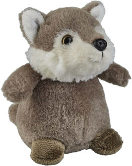 Pluche knuffel dieren Grijze wolf 12 cm - Knuffeldier Multikleur