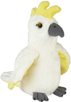pluche knuffel dieren Kaketoe vogel - wit - 15 cm - Tropische vogels