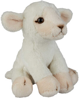 Pluche knuffel dieren Lammetje/schaap van 15 cm - Knuffel boederijdieren Wit