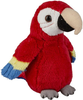 Pluche knuffel dieren rode macaw papegaai vogel van 15 cm - Vogel knuffels Multikleur
