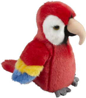 Pluche knuffel dieren rode macaw papegaai vogel van 19 cm