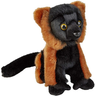 Pluche knuffel dieren rood/zwart Lemur aapje 18 cm - Knuffeldier Multikleur