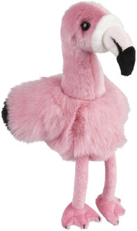 Pluche knuffel dieren roze flamingo vogel van 18 cm