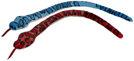 Pluche knuffel dieren set 2x Slangen blauw en rood van 100 cm