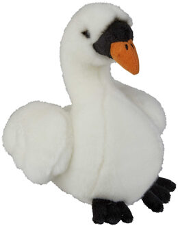 Pluche knuffel dieren Witte Zwaan vogel van 18 cm - Vogel knuffels Multikleur