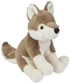 Pluche knuffel dieren Wolf 23 cm - Knuffeldier Bruin