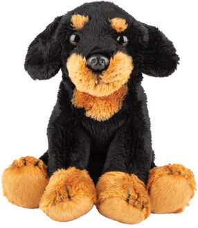 Pluche knuffel dieren Zwarte Tekkel hond 13 cm