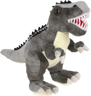 Pluche knuffel dinosaurus T-Rex - grijs - 30 cm - Dino speelgoed - knuffeldieren Multi