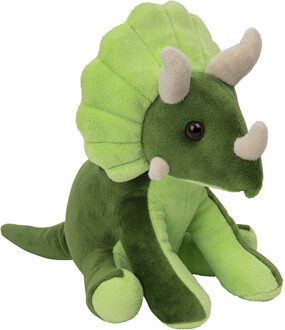 Pluche knuffel dinosaurus - Triceratops - van 20 cm - groen - Knuffeldieren Multi