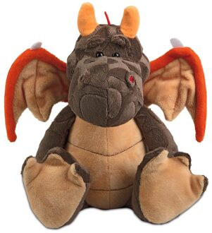 Pluche knuffel draak - rode vleugels - 33 cm - draken - speelgoed Multi