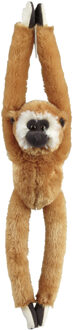 Pluche knuffel Gibbon aapje - hangend - bruin - 65 cm - Speelgoed apen knuffelbeesten Multi