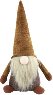 pluche knuffel gnome/dwerg - decoratie pop -38 cm - bruin - Kerstman pop