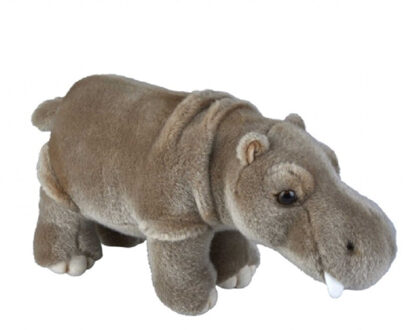 Pluche knuffel - grijze nijlpaard - 28 cm - wilde dieren knuffel thema