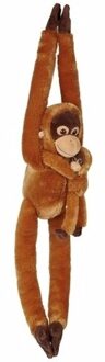 Pluche knuffel - hangende Orang Oetan aap - met baby - 84 cm