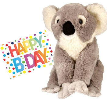 Pluche knuffel koala beer 30 cm met A5-size Happy Birthday wenskaart - Knuffeldier Multikleur