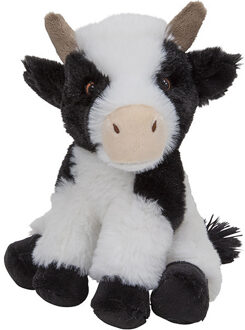 pluche knuffel Koe - 19 cm - zwart/wit - boerderij dieren knuffels Multi