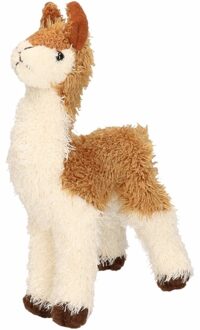 Pluche knuffel lama bruin/wit klein18 cm - Knuffel boederijdieren Multikleur