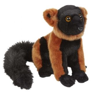 Pluche knuffel Lemur aapje - 28 cm - rood/zwart - Speelgoed apen/aapjes knuffelbeesten