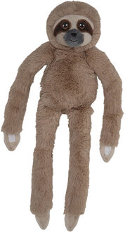 pluche knuffel Luiaard - 48 cm - bruin - dieren - hangend met klitteband handen Multi