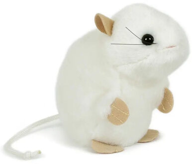 Pluche knuffel muis - wit - 13 cm - muizenknuffel - knuffeldier