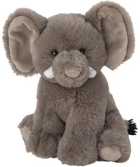 Pluche knuffel olifant - grijs - 16 cm - Savanne knuffeldieren