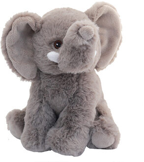Pluche knuffel olifant - grijs - 19 cm - knuffeldieren