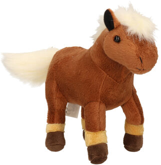 Pluche knuffel paarden - bruin - 25 cm - Boerderij dieren