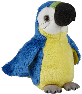 Pluche knuffel papegaai - blauw - macaw - vogel - 15 cm