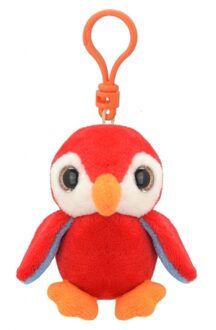 Pluche knuffel pinguin sleutelhanger rood 9 cm - Knuffel sleutelhangers