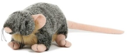 Pluche knuffel rat - 18 cm - grijs - speelgoed