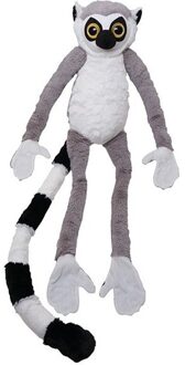 Pluche knuffel - ringstaart Maki aap - 100 cm - dieren apen knuffels - bosdieren Grijs