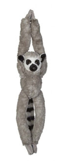 Pluche knuffel ringstaart maki / aapje - hangend - grijs - 65 cm - Speelgoed apen knuffelbeesten