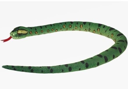 Pluche knuffel slang anaconda - groen - 150 cm - kraalogen - reptielen knuffels Mosgroen