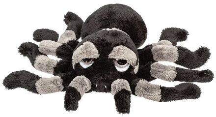 Pluche knuffel spin - tarantula - zwart/grijs - 22 cm - speelgoed - spinnen