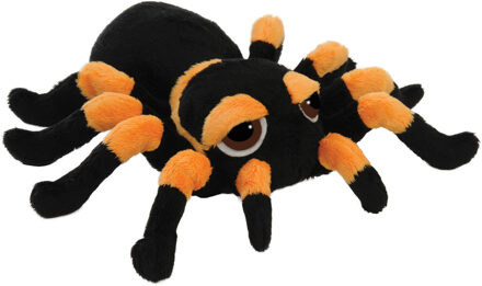 Pluche knuffel spin - tarantula - zwart/oranje - 22 cm - speelgoed