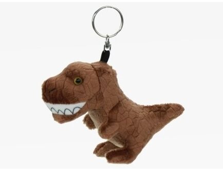Pluche knuffel T-rex dinosaurus sleutelhanger 16 cm Bruin