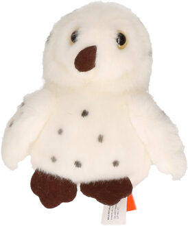 Pluche knuffel Uil - vogel - wit - 13 cm