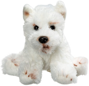 Pluche knuffel West Highland Terrier - knuffeldier hond - 13 cm - wit Multi