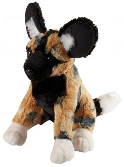 Pluche knuffel wilde hond 30 cm - Knuffel huisdieren Multikleur