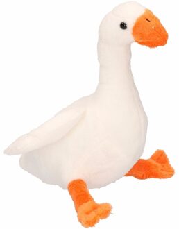 Pluche knuffel witte gans 18 cm - Vogel knuffels