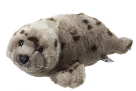 pluche knuffel zeehond - grijs met stippen - 40 cm - groot formaat