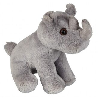 Pluche knuffel - zittende neushoorn - 15 cm - wilde dieren knuffel Multi