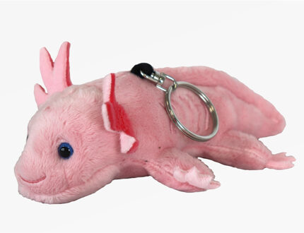 Pluche knuffeldier Axolotl sleutelhanger - roze - 10 cm - Waterdieren thema