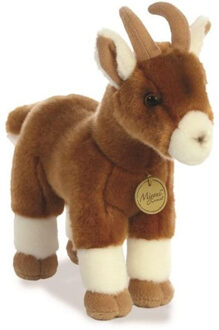 Pluche knuffeldier geit - bruin/wit - 28 cm - boerderij