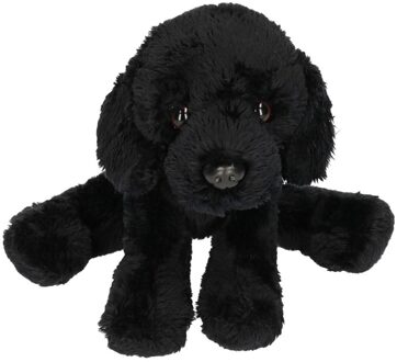 pluche knuffeldier hond - Zwarte Labrador - 15 cm - Honden knuffels