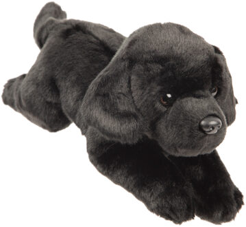 Pluche knuffeldier hond - zwarte labrador - 30 cm - huisdieren thema